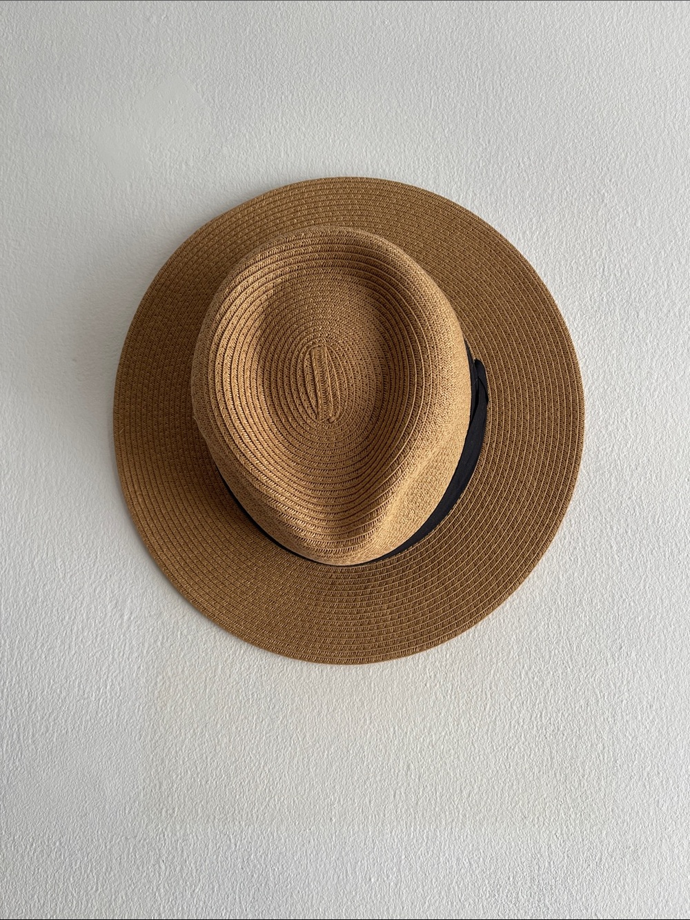 Women's Tan Straw Sun Hat with Black Band